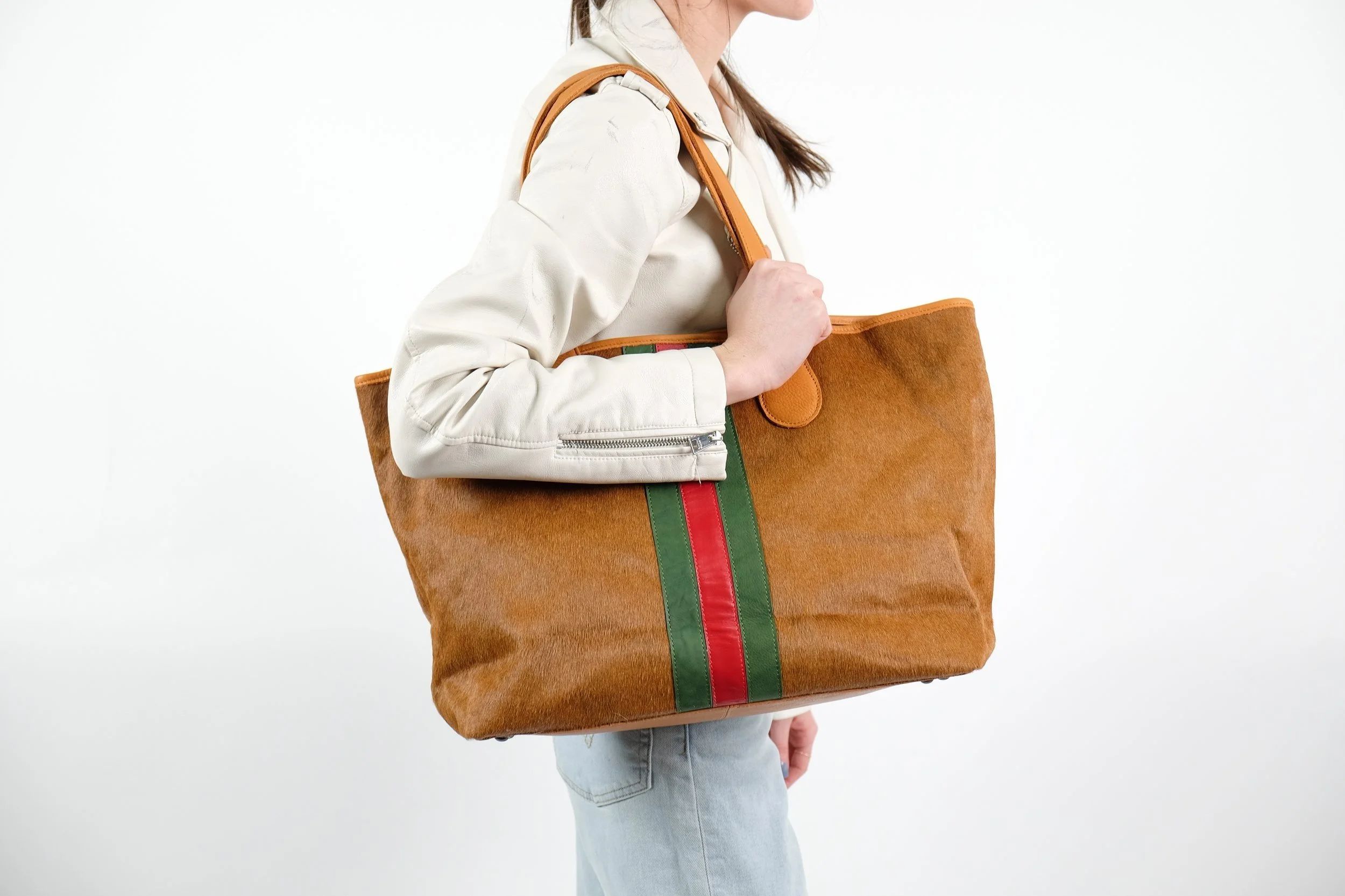 Tan Hyde Stripe Tote Parker Hyde